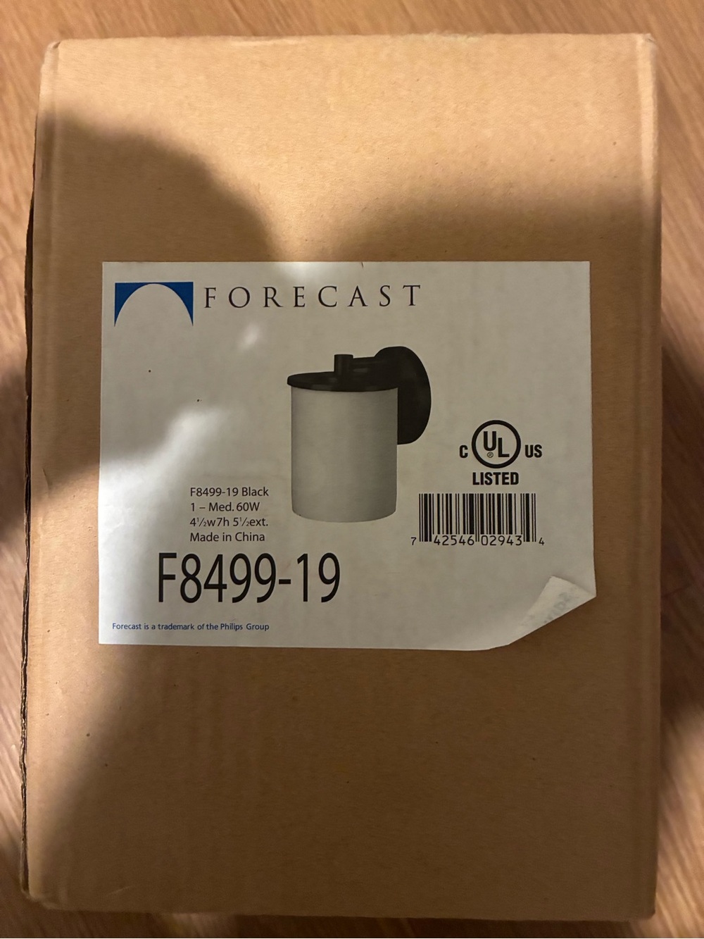 Forecast Lighting F849919 Black Midnight Single Light Outdoor Wall sconce